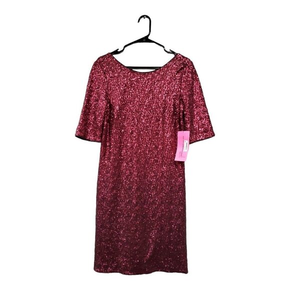 Betsey Johnson Women's Burgundy Ombre Sequin Valentine's Day Party Dress Sz 4 - Picture 1 of 12